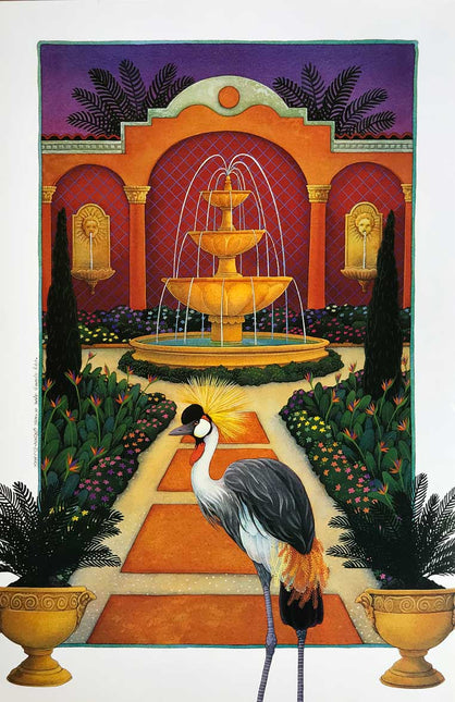 P20-'Crane in Exotic Garden'