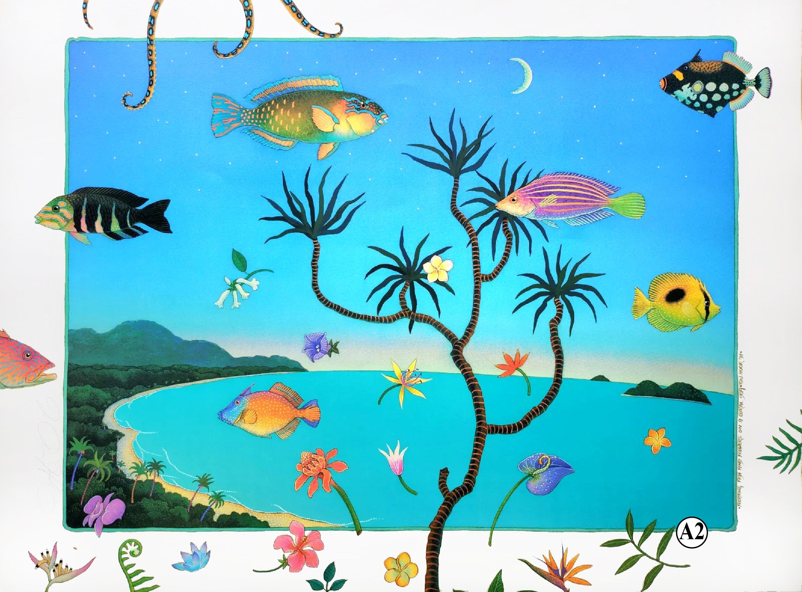 A2-'Floating Fish With Flowers'