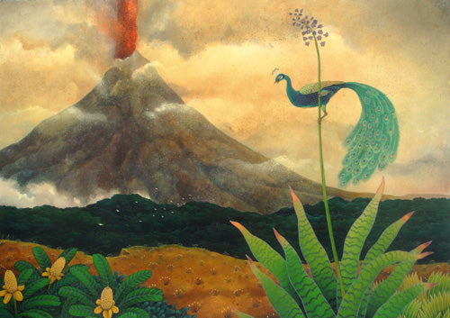 Volcano with Peacock